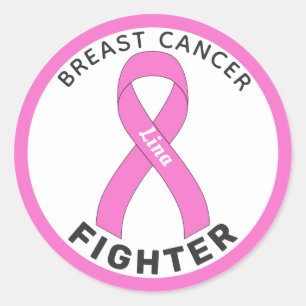 Breast Cancer Fighter Ribbon White Round Sticker
