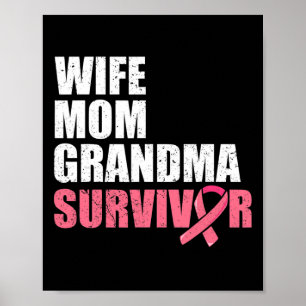 Breast Cancer Fighter Women Shirt Wife Mom Grandma Poster