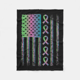 Breast Cancer Flag Awareness Survivor Gift Fleece Blanket