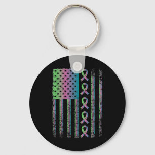 Breast Cancer Flag Awareness Survivor Gift  Keychain