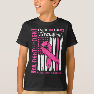 Breast Cancer Flag Wear Pink For Grandma Her Fight T-Shirt