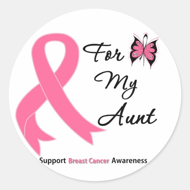 Breast Cancer For My Aunt Classic Round Sticker (Front)