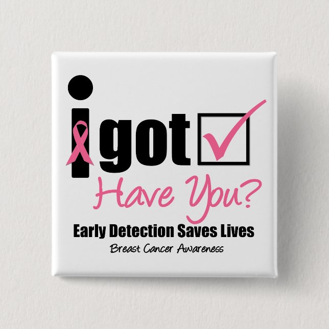 Breast Cancer Get Checked v5 2 Inch Square Button (Front)