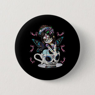 Breast Cancer Girl Sugar Skull Costume Halloween G 2 Inch Round Button