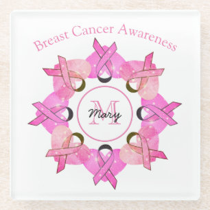 Breast Cancer Glass Coaster - Personalize
