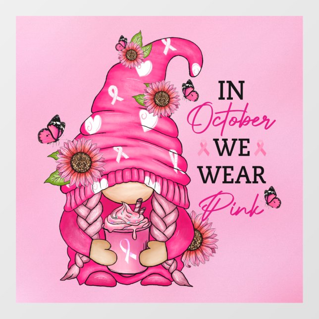 Breast Cancer Gnome Window Cling (Sheet)