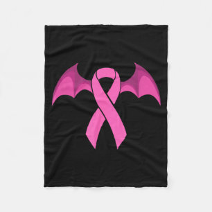 Breast Cancer Halloween - Bat Wings Awareness Fleece Blanket
