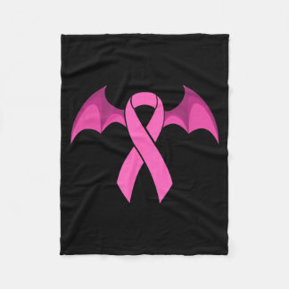 Breast Cancer Halloween - Bat Wings Awareness Fleece Blanket