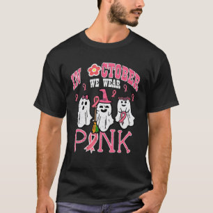 Breast Cancer Halloween Ghosts Awareness Women T-Shirt