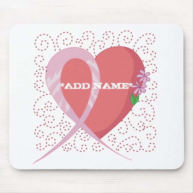 Breast Cancer Heart Customizable Mousepad (Front)