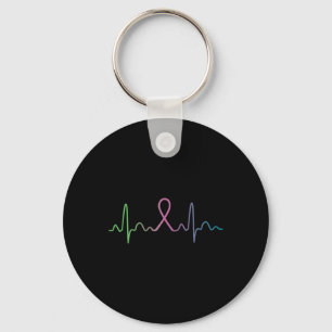 Breast Cancer Heartbeat Awareness Survivor Gift Keychain