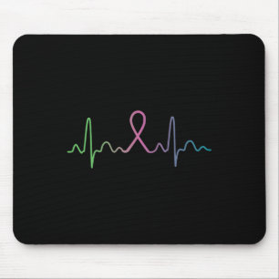Breast Cancer Heartbeat Awareness Survivor Gift Mouse Pad