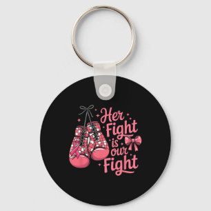 Breast Cancer Her Fight Is Our Fight Boxing Gloves Keychain