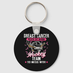 Breast Cancer Hockey Team Pink Awareness Ribbon Pa Keychain