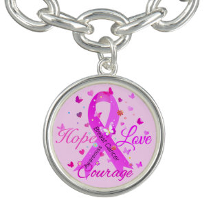 Breast Cancer Hope Love Courage Bracelet