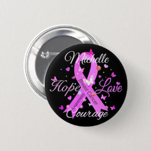 Breast Cancer Hope Love Courage Button