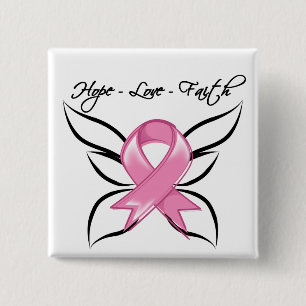 Breast Cancer Hope Love Faith 2 Inch Square Button