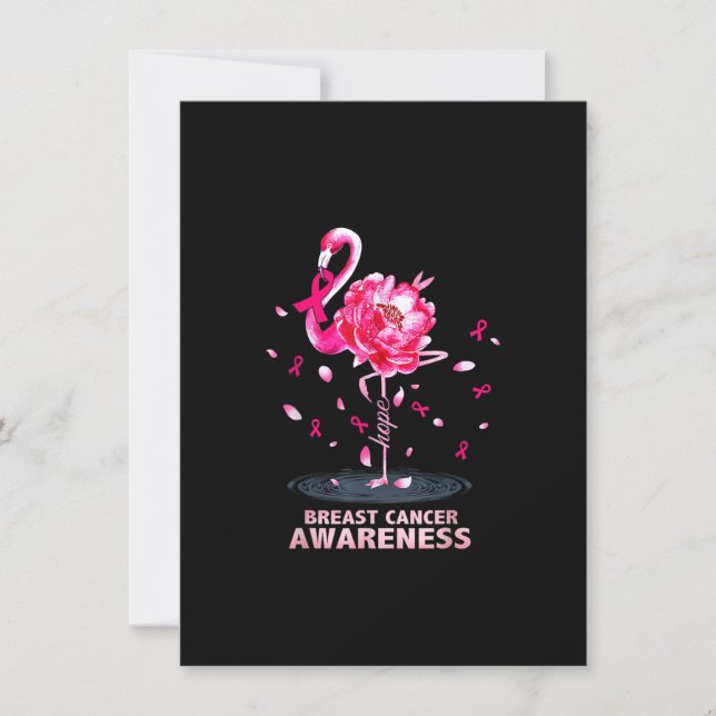 Breast Cancer Hope Pink Flower Flamingo Survivor C Invitation (Front)