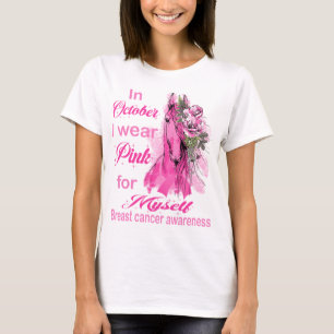 breast cancer horse in October I wear pink shirt