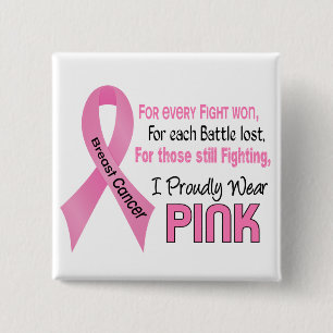Breast Cancer I Proudly Wear Pink 1 2 Inch Square Button
