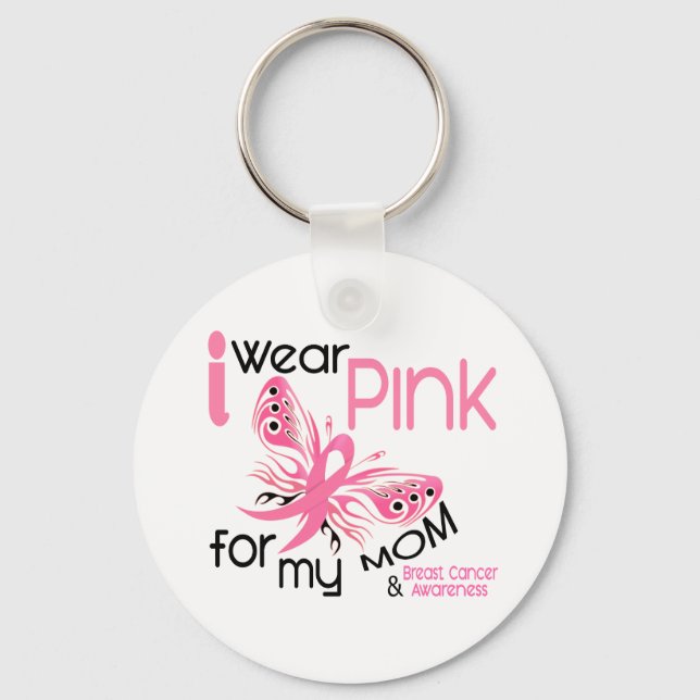 Breast Cancer I WEAR PINK FOR MY MOM 45 Keychain (Front)