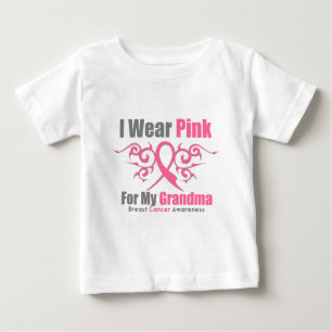 Breast Cancer I Wear Pink Tribal Ribbon (Grandma) Baby T-Shirt