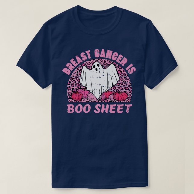 Breast Cancer Is Boo Sheet Ghost Leopard Halloween T-Shirt (Design Front)