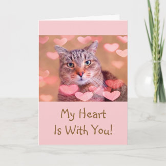 Breast Cancer Kitty And Hearts Card