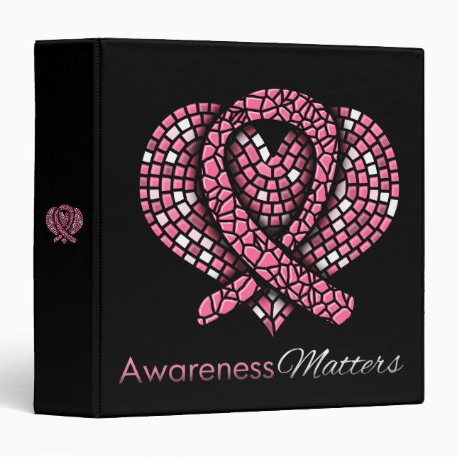 Breast Cancer Mosaic Ribbon Awareness Matters Binder (Front/Spine)