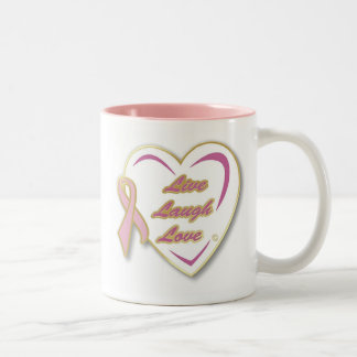 Breast Cancer Mug LiveLaughLove with Pink Ribbon