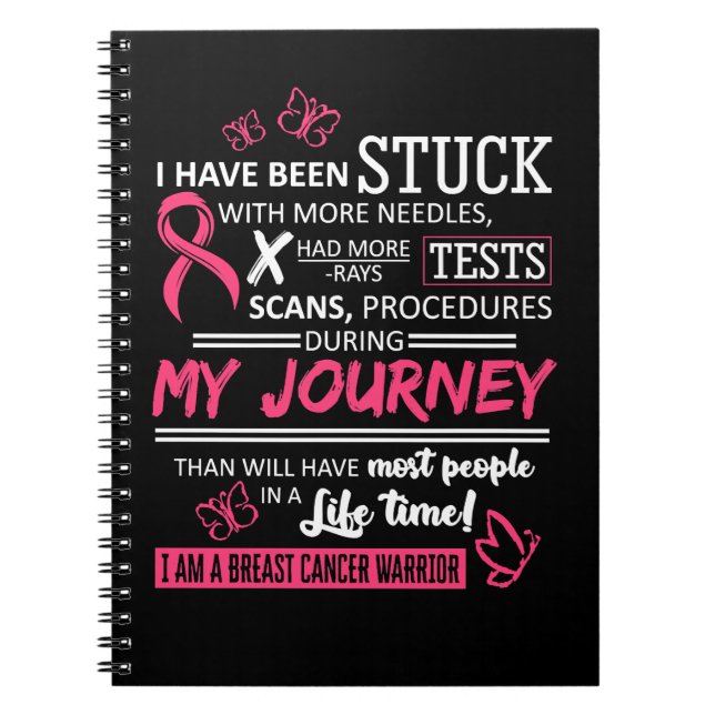 Breast Cancer My Journey I Am A Warrior pink ribbo Notebook (Front)