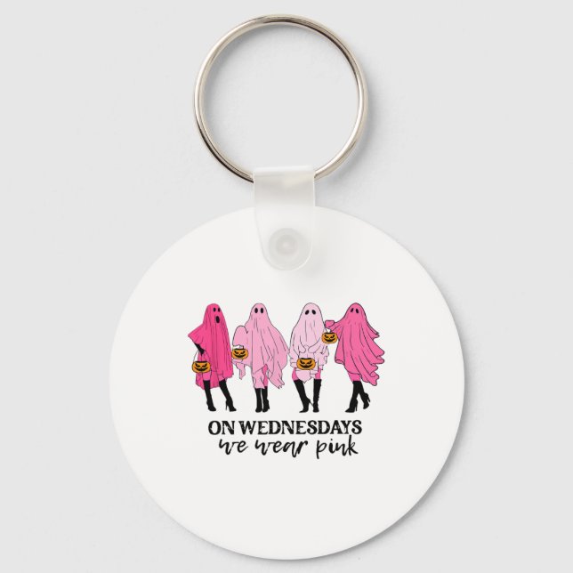 Breast Cancer On Wednesday We Wear Pink  Keychain (Front)