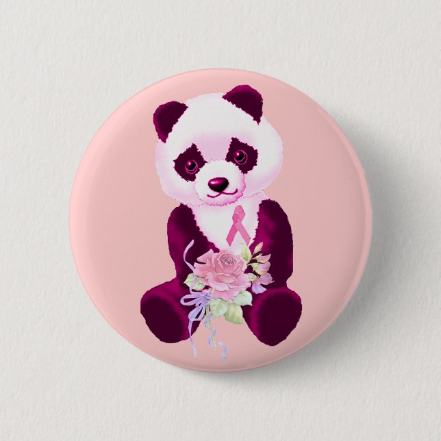 Breast Cancer Panda Bear 2 Inch Round Button (Front)