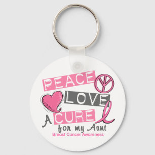 Breast Cancer PEACE, LOVE, A CURE 1 (Aunt) Keychain