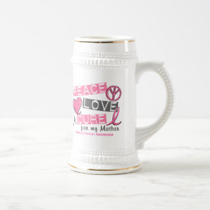 Breast Cancer PEACE, LOVE, A CURE 1 (Mother) Beer Stein