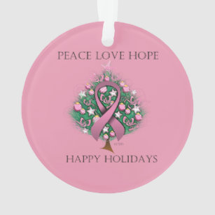 Breast Cancer Peace Love Hope Ornament