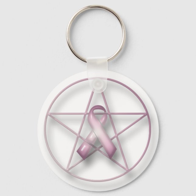 Breast Cancer Pentagram Keychain (Front)