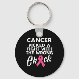 Breast Cancer Picked A Fight Wrong Chick Awareness Keychain