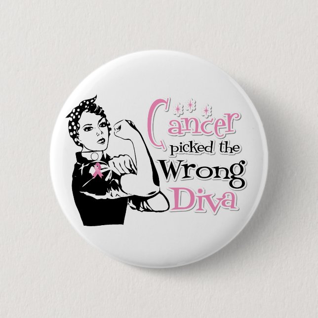 Breast Cancer Picked The Wrong Diva 2 Inch Round Button (Front)