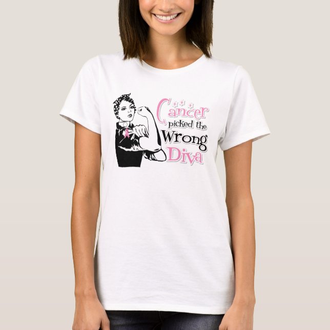 Breast Cancer Picked The Wrong Diva T-Shirt (Front)