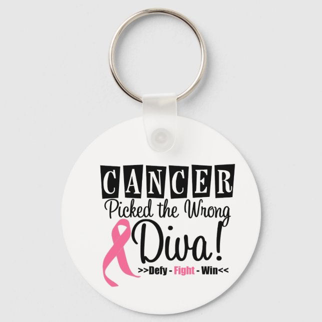 Breast Cancer Picked The Wrong Diva v2 Keychain (Front)