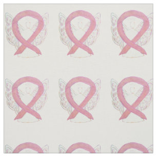 Breast Cancer Pink Awareness Ribbon Angel Material Fabric