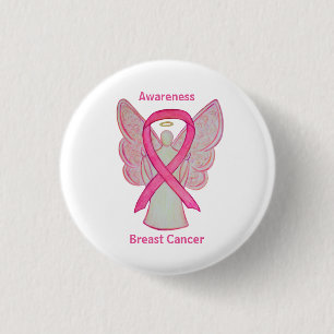 Breast Cancer Pink Awareness Ribbon Angel Pin
