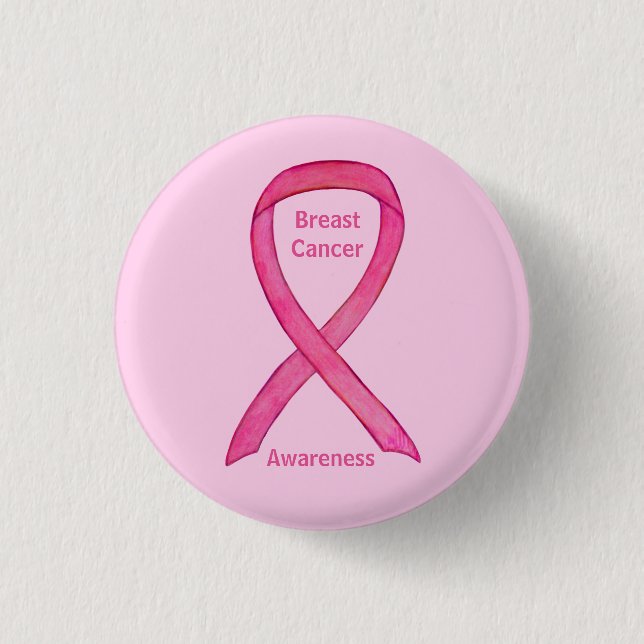 Breast Cancer Pink Awareness Ribbon Art Buttons (Front)
