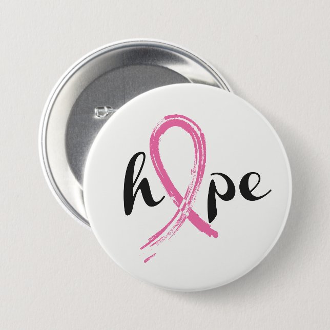 Breast Cancer Pink Ribbon Button Pin (Front & Back)