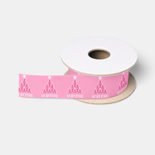 Breast Cancer Pink Ribbon Christmas Tree Satin Ribbon