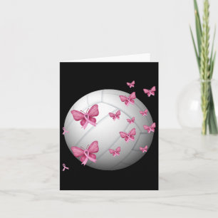 Breast Cancer Pink Ribbon Cute Volleyball Awarenes Card
