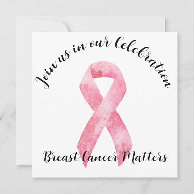 Breast Cancer Pink Ribbon End of Chemo Party Invitation (Front)