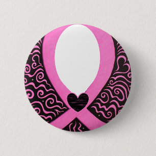 Breast Cancer Pink Ribbon Frame add image/text 2 Inch Round Button