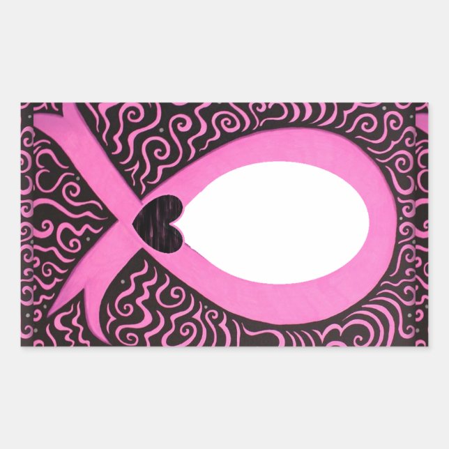 Breast Cancer Pink Ribbon Frame add image/text Sticker (Front)